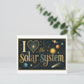 "Ich [Herz] das Sonnensystem" Postkarte (Stehend Vorderseite)