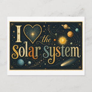 "Ich [Herz] das Sonnensystem" Postkarte