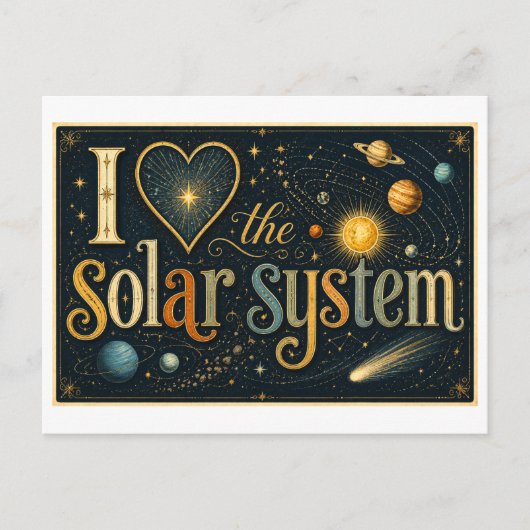 "Ich [Herz] das Sonnensystem" Postkarte (Vorderseite)
