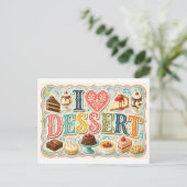 "Ich [Herz] Dessert" Postkarte (Stehend Vorderseite)