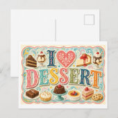 "Ich [Herz] Dessert" Postkarte (Vorne/Hinten)