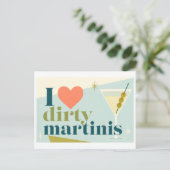 "Ich [Herz] Dirty Martinis" Postkarte (Stehend Vorderseite)