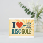 "Ich [Herz] Disc Golf" Postkarte (Stehend Vorderseite)