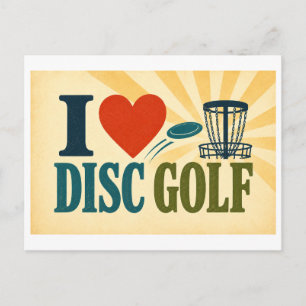 "Ich [Herz] Disc Golf" Postkarte