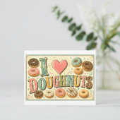 "Ich [Herz] Donuts" Postkarte (Stehend Vorderseite)