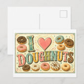 "Ich [Herz] Donuts" Postkarte (Vorne/Hinten)