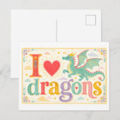 "Ich [Herz] Drachen" Postkarte (Vorne/Hinten)
