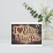 "Ich [Herz] Edgar Allan Poe" Postkarte (Stehend Vorderseite)