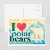 "Ich [Herz] Eisbären" Postkarte (Vorne/Hinten)