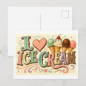 "Ich [Herz] Eiscreme" Postkarte (Vorne/Hinten)