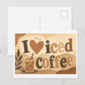 "Ich [Herz] Eiskaffee" Postkarte (Vorne/Hinten)