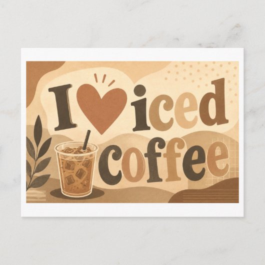 "Ich [Herz] Eiskaffee" Postkarte (Vorderseite)