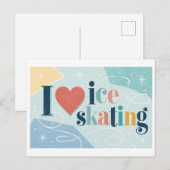 "Ich [Herz] Eislaufen" Postkarte (Vorne/Hinten)
