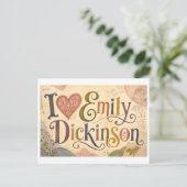 "Ich [Herz] Emily Dickinson" Postkarte (Stehend Vorderseite)