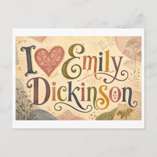 "Ich [Herz] Emily Dickinson" Postkarte (Vorderseite)