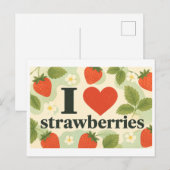 "Ich [Herz] Erdbeeren" Postkarte (Vorne/Hinten)