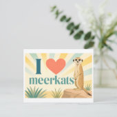 "Ich [Herz] Erdmännchen" Postkarte (Stehend Vorderseite)