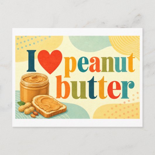 "Ich [Herz] Erdnussbutter" Postkarte (Vorderseite)