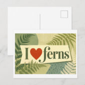"Ich [Herz] Farne" Postkarte (Vorne/Hinten)