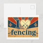 "Ich [Herz] Fechten" Postkarte (Vorne/Hinten)