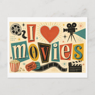 "Ich [Herz] Filme" Postkarte