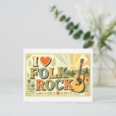 "Ich [Herz] Folk Rock" Postkarte (Stehend Vorderseite)