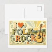 "Ich [Herz] Folk Rock" Postkarte (Vorne/Hinten)