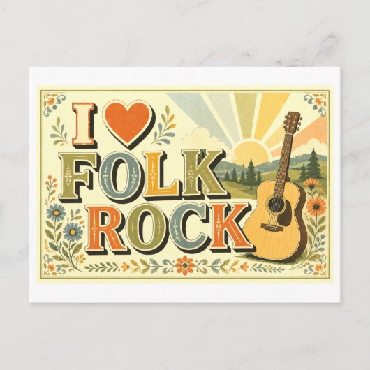 "Ich [Herz] Folk Rock" Postkarte (Vorderseite)