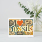 "Ich [Herz] Fossilien" Postkarte (Stehend Vorderseite)