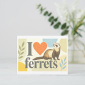 "Ich [Herz] Frettchen" Postkarte (Stehend Vorderseite)