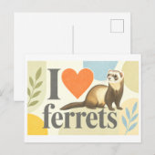 "Ich [Herz] Frettchen" Postkarte (Vorne/Hinten)
