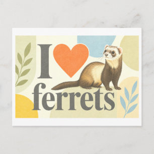 "Ich [Herz] Frettchen" Postkarte