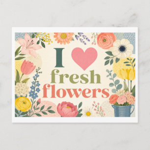 "Ich [Herz] frische Blumen" Postkarte