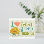 "Ich [Herz] frittierte grüne Tomaten" Postkarte (Stehend Vorderseite)