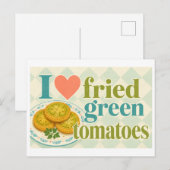 "Ich [Herz] frittierte grüne Tomaten" Postkarte (Vorne/Hinten)