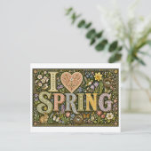 "Ich [Herz] Frühling" Postkarte (Stehend Vorderseite)