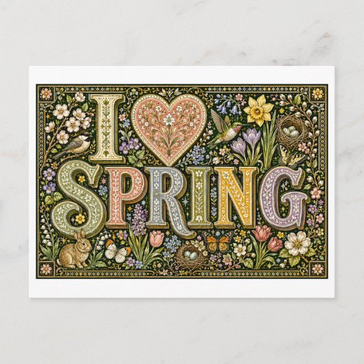 "Ich [Herz] Frühling" Postkarte (Vorderseite)
