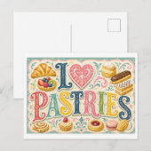 "Ich [Herz] Gebäck" Postkarte (Vorne/Hinten)