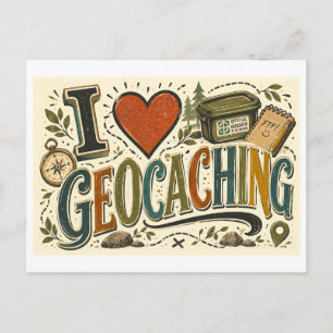 Ich [Herz] Geocaching Postkarte