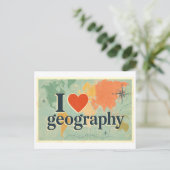 "Ich [Herz] Geografie" Postkarte (Stehend Vorderseite)