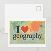 "Ich [Herz] Geografie" Postkarte (Vorne/Hinten)