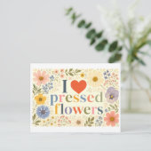 "Ich [Herz] gepresste Blumen" Postkarte (Stehend Vorderseite)