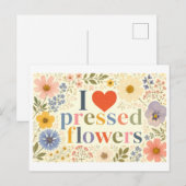 "Ich [Herz] gepresste Blumen" Postkarte (Vorne/Hinten)