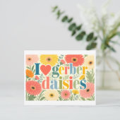 "Ich [Herz] Gerber Gänseblümchen" Postkarte (Stehend Vorderseite)