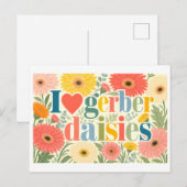 "Ich [Herz] Gerber Gänseblümchen" Postkarte (Vorne/Hinten)