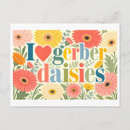 "Ich [Herz] Gerber Gänseblümchen" Postkarte (Vorderseite)