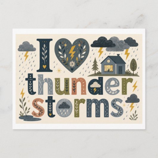 "Ich [Herz] Gewitter" Postkarte (Vorderseite)