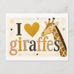 "Ich [Herz] Giraffen" Postkarte