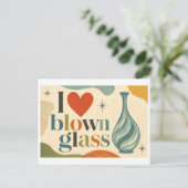 "Ich [Herz] Glasbläserei" Postkarte (Stehend Vorderseite)