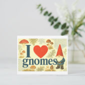 "Ich [Herz] Gnome" Postkarte (Stehend Vorderseite)